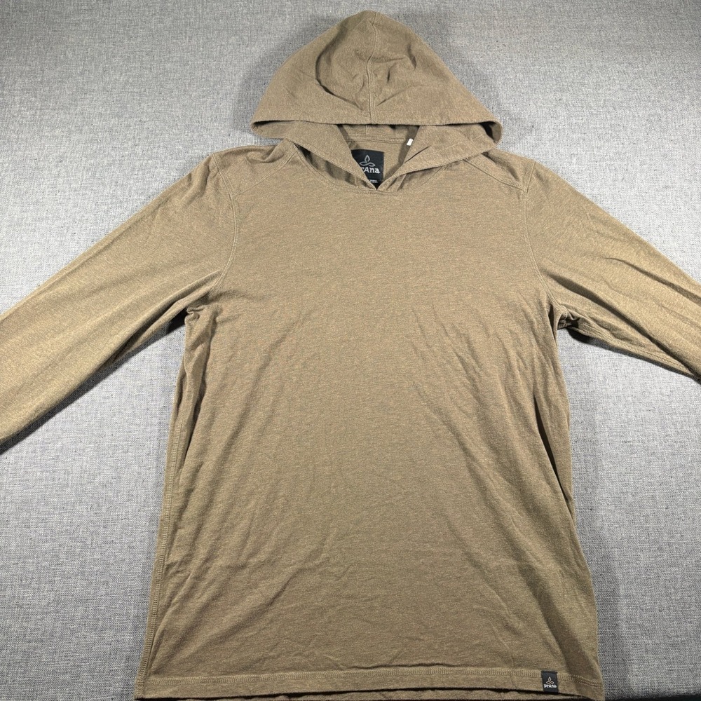 Prana Hooded Tee Mens Medium Brown Long Sleeve Organic Cotton M21181338